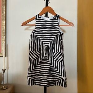 Milly Minis Girls Dress Linen Silk Geometric Optical Illusion Black White Size 6